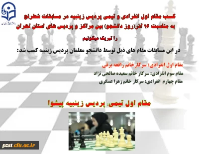 کسب مقام های اول تیمی و انفرادی در مسابقات شطرنج