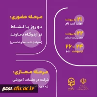 ثبت نام حامیم ۴
دوره توانمند سازی دانشجو معلمان با شاخصه های توانمندی های فردی و فعالیت های دانشگاهی 2