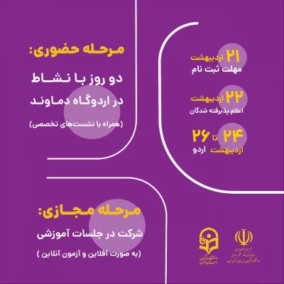 ثبت نام حامیم ۴
دوره توانمند سازی دانشجو معلمان با شاخصه های توانمندی های فردی و فعالیت های دانشگاهی 2